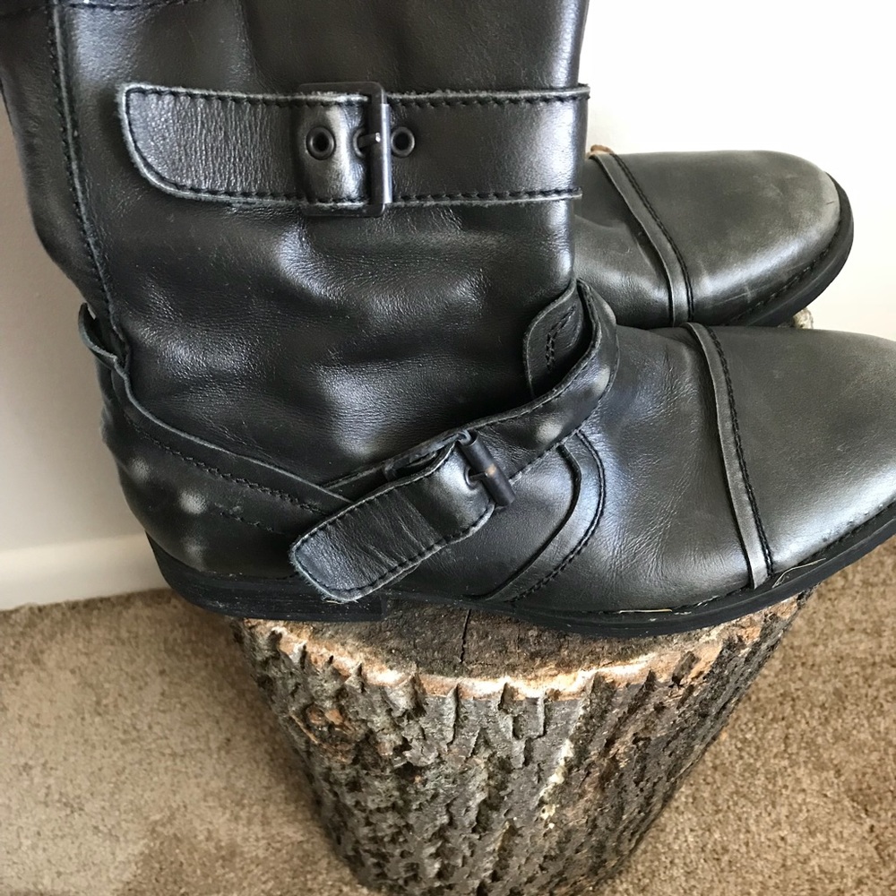 Grey motorcycle style boot